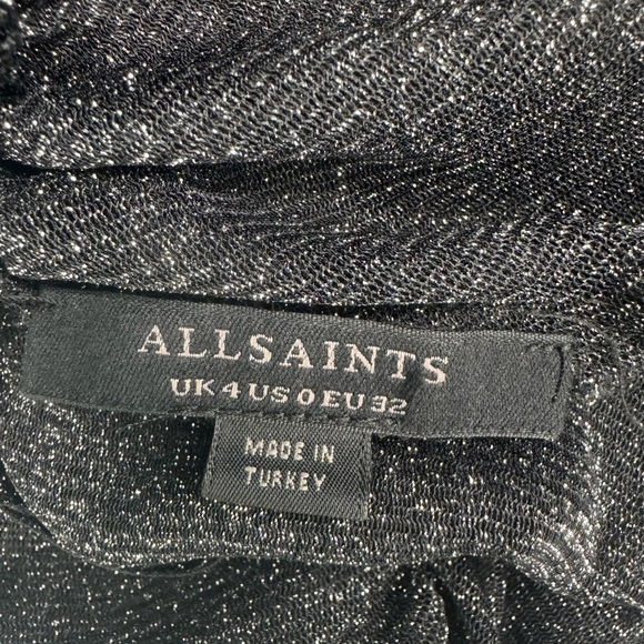 ALLSAINTS Tia Metallic Dress Gunmetal Sleeveless SIZE 4. A38 - Picture 14 of 15